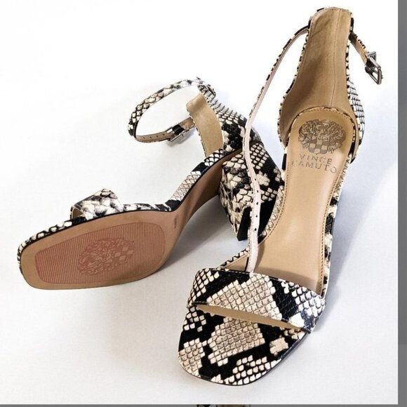 Vince Camuto Margry Snake Print Block Heel Sandals Size 8M - Picture 1 of 9